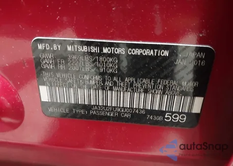 2016 Mitsubishi Lancer Es из США, поврежденный, VIN JA32U2FU9GU007436